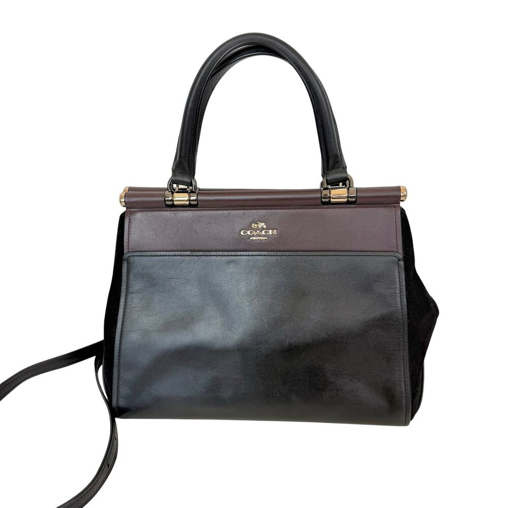Coach Selena Gomez Grace Bag in Colorblock Leather Suede Satchel Tote 24109